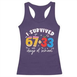 I Survived 67 33 Days Of School Racerback Tank Top Funny Six Seven Meme Boys Kids 100th Day TS10 Purple Print Your Wear