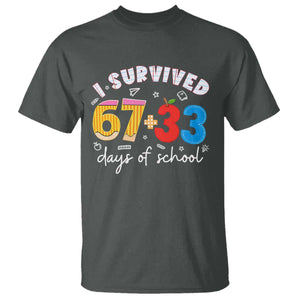 I Survived 67 33 Days Of School T Shirt Funny Six Seven Meme Boys Kids 100th Day TS10 Dark Heather Print Your Wear