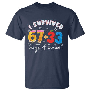 I Survived 67 33 Days Of School T Shirt Funny Six Seven Meme Boys Kids 100th Day TS10 Navy Print Your Wear