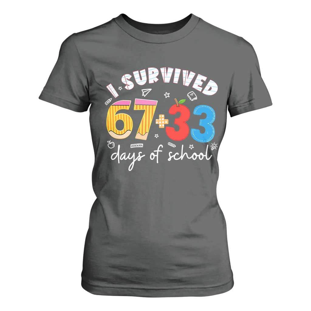 I Survived 67 33 Days Of School T Shirt For Women Funny Six Seven Meme Boys Kids 100th Day TS10 Dark Heather Print Your Wear