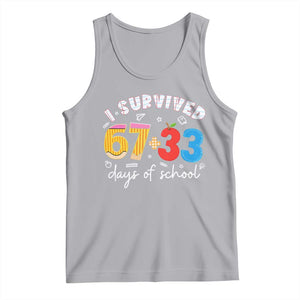 I Survived 67 33 Days Of School Tank Top Funny Six Seven Meme Boys Kids 100th Day TS10 Athletic Heather Print Your Wear
