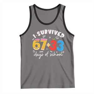 I Survived 67 33 Days Of School Tank Top Funny Six Seven Meme Boys Kids 100th Day TS10 Deep Heather Black Print Your Wear