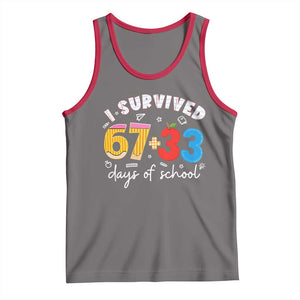 I Survived 67 33 Days Of School Tank Top Funny Six Seven Meme Boys Kids 100th Day TS10 Deep Heather Red Print Your Wear