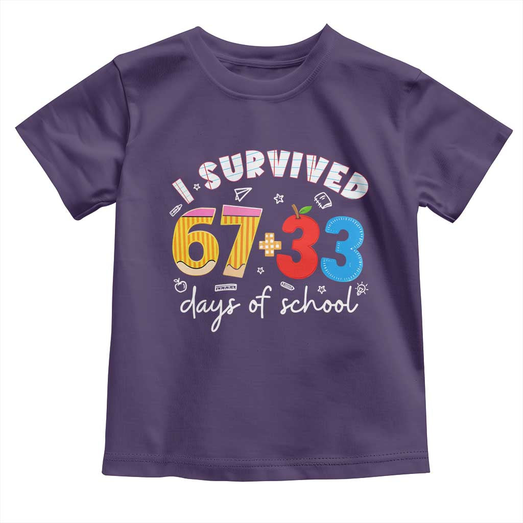 I Survived 67 33 Days Of School Toddler T Shirt Funny Six Seven Meme Boys Kids 100th Day TS10 Purple Print Your Wear