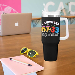 I Survived 67 33 Days Of School Tumbler With Handle Funny Six Seven Meme Boys Kids 100th Day TS10 Print Your Wear