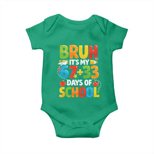 Bruh Its My 67 33 Days Of School Baby Onesie Funny Six Seven Meme Boys Kids 100th Day TS10 Irish Green Print Your Wear