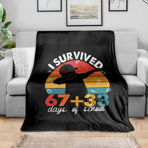 I Survived 67 33 Days Of School Throw Blanket Funny Six Seven Meme Math Teacher Kids 100th Day TS10 Print Your Wear