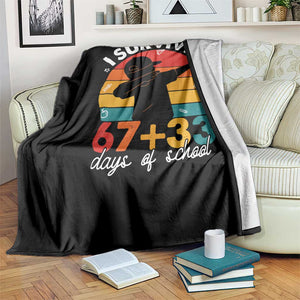I Survived 67 33 Days Of School Throw Blanket Funny Six Seven Meme Math Teacher Kids 100th Day TS10 Print Your Wear