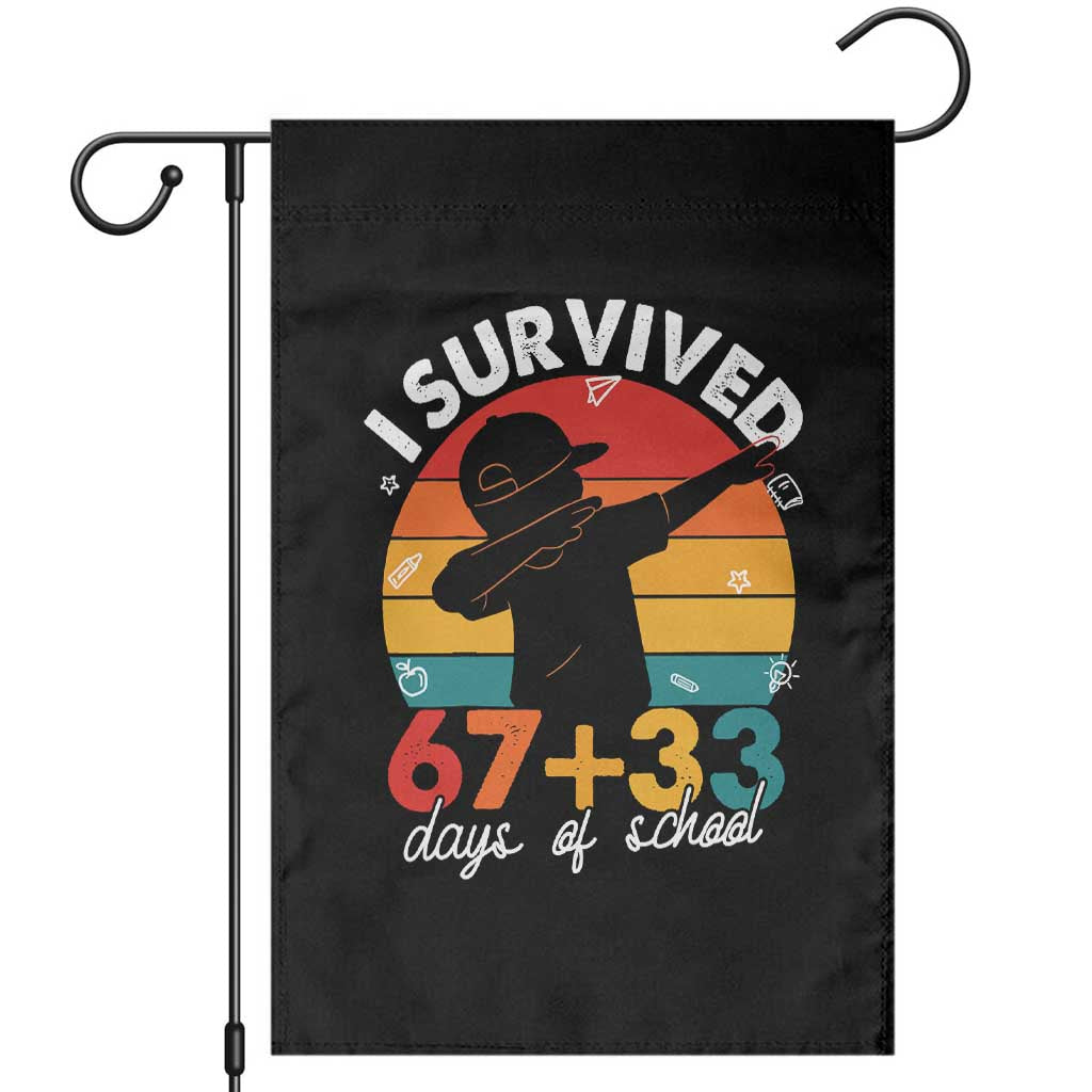 I Survived 67 33 Days Of School Garden Flag Funny Six Seven Meme Math Teacher Kids 100th Day TS10 Black Print Your Wear