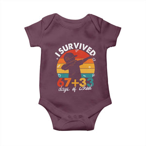 I Survived 67 33 Days Of School Baby Onesie Funny Six Seven Meme Math Teacher Kids 100th Day TS10 Maroon Print Your Wear