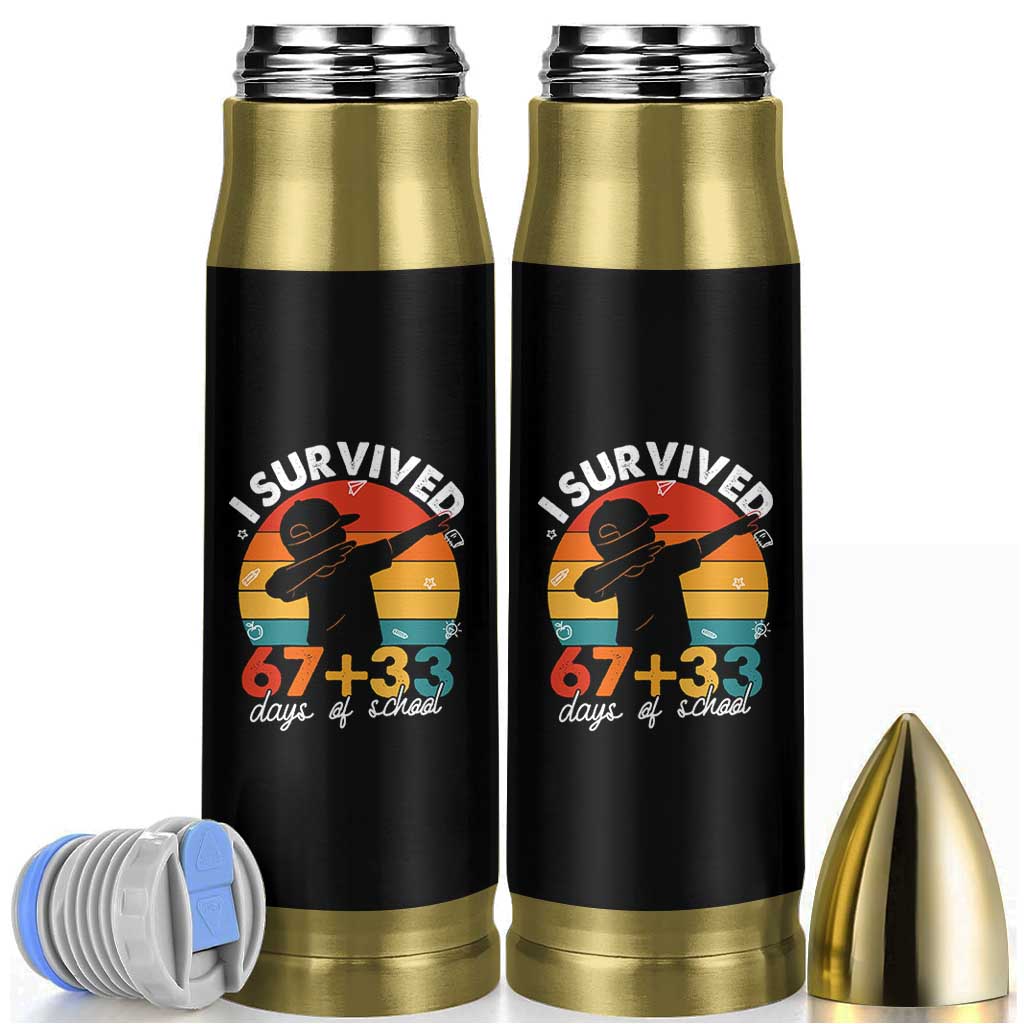 I Survived 67 33 Days Of School Bullet Tumbler Funny Six Seven Meme Math Teacher Kids 100th Day TS10 Black Print Your Wear
