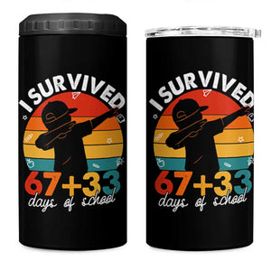 I Survived 67 33 Days Of School 4 in 1 Can Cooler Tumbler Funny Six Seven Meme Math Teacher Kids 100th Day TS10 One Size: 16 oz Black Print Your Wear