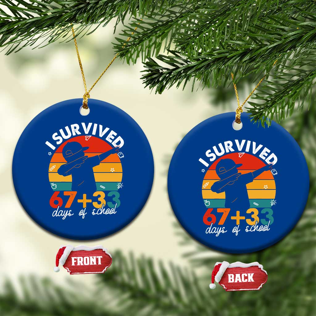 I Survived 67 33 Days Of School Ceramic Ornament Funny Six Seven Meme Math Teacher Kids 100th Day TS10 1pc Blue Print Your Wear