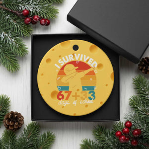 I Survived 67 33 Days Of School Ceramic Ornament Funny Six Seven Meme Math Teacher Kids 100th Day TS10 1pc Yellow Cheese Print Your Wear