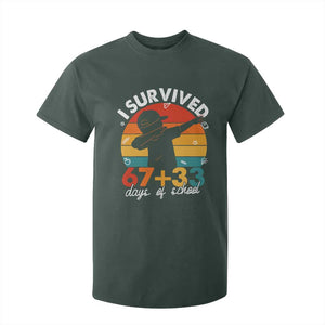 I Survived 67 33 Days Of School T Shirt For Kid Funny Six Seven Meme Math Teacher Kids 100th Day TS10 Dark Forest Green Print Your Wear