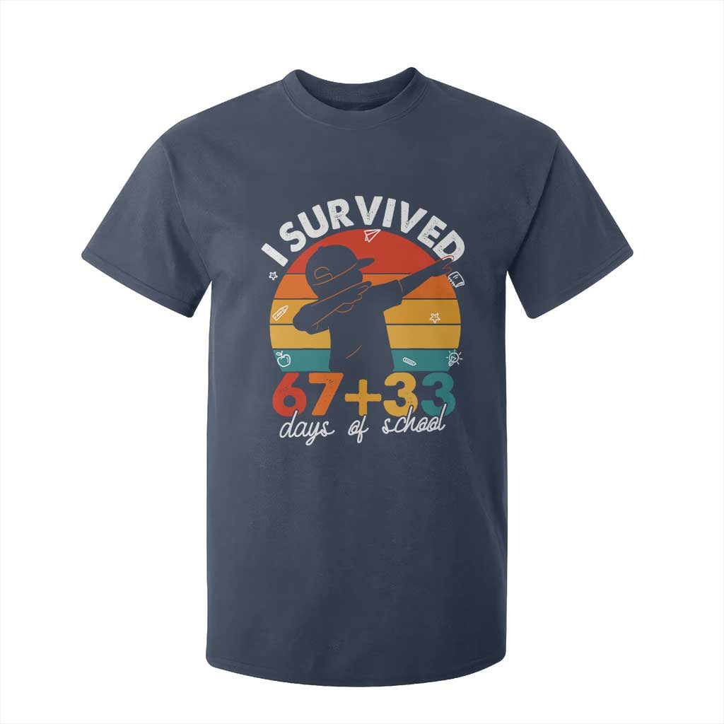I Survived 67 33 Days Of School T Shirt For Kid Funny Six Seven Meme Math Teacher Kids 100th Day TS10 Navy Print Your Wear