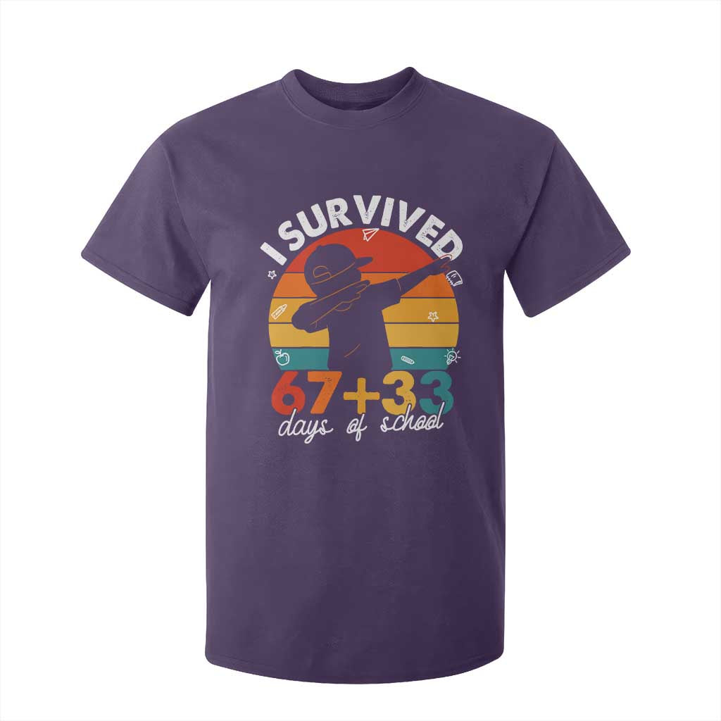 I Survived 67 33 Days Of School T Shirt For Kid Funny Six Seven Meme Math Teacher Kids 100th Day TS10 Purple Print Your Wear