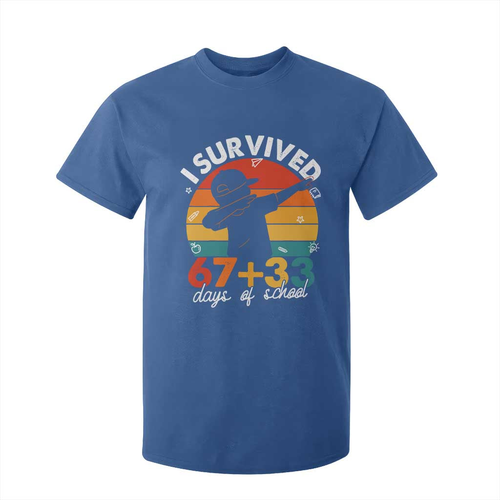 I Survived 67 33 Days Of School T Shirt For Kid Funny Six Seven Meme Math Teacher Kids 100th Day TS10 Royal Blue Print Your Wear