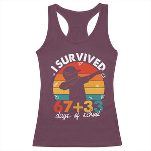 I Survived 67 33 Days Of School Racerback Tank Top Funny Six Seven Meme Math Teacher Kids 100th Day TS10 Maroon Print Your Wear