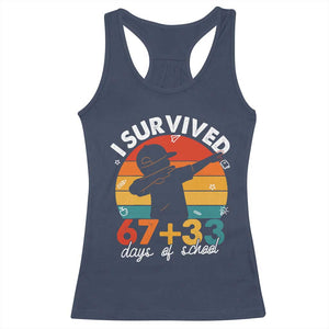 I Survived 67 33 Days Of School Racerback Tank Top Funny Six Seven Meme Math Teacher Kids 100th Day TS10 Navy Print Your Wear