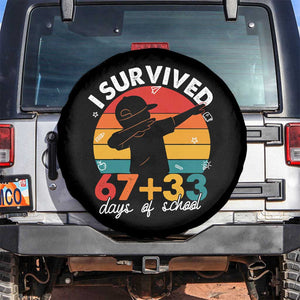 I Survived 67 33 Days Of School Spare Tire Cover Funny Six Seven Meme Math Teacher Kids 100th Day TS10 No hole Black Print Your Wear