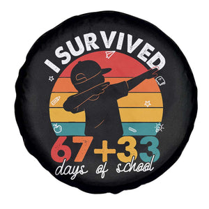 I Survived 67 33 Days Of School Spare Tire Cover Funny Six Seven Meme Math Teacher Kids 100th Day TS10 Print Your Wear