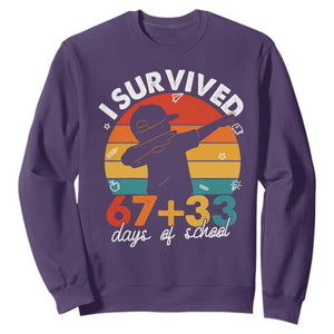 I Survived 67 33 Days Of School Sweatshirt Funny Six Seven Meme Math Teacher Kids 100th Day TS10 Purple Print Your Wear