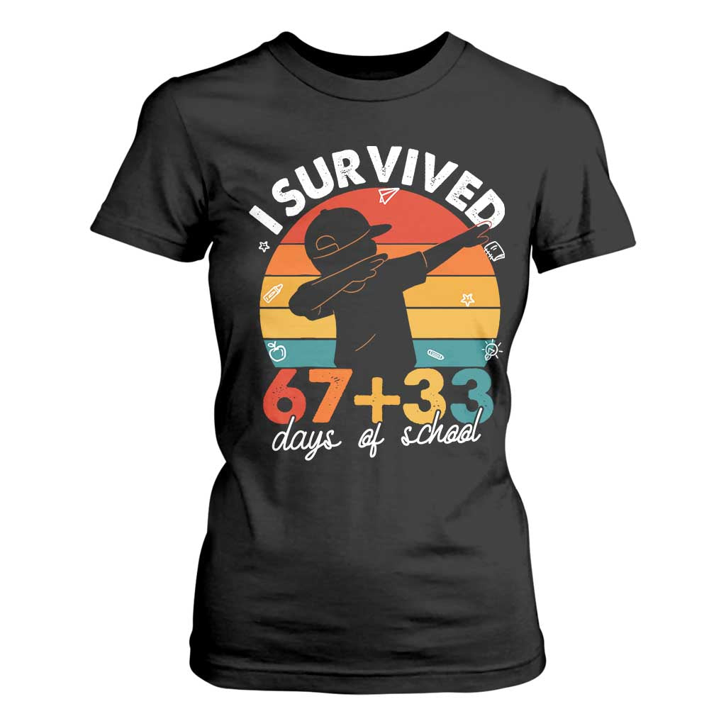 I Survived 67 33 Days Of School T Shirt For Women Funny Six Seven Meme Math Teacher Kids 100th Day TS10 Black Print Your Wear