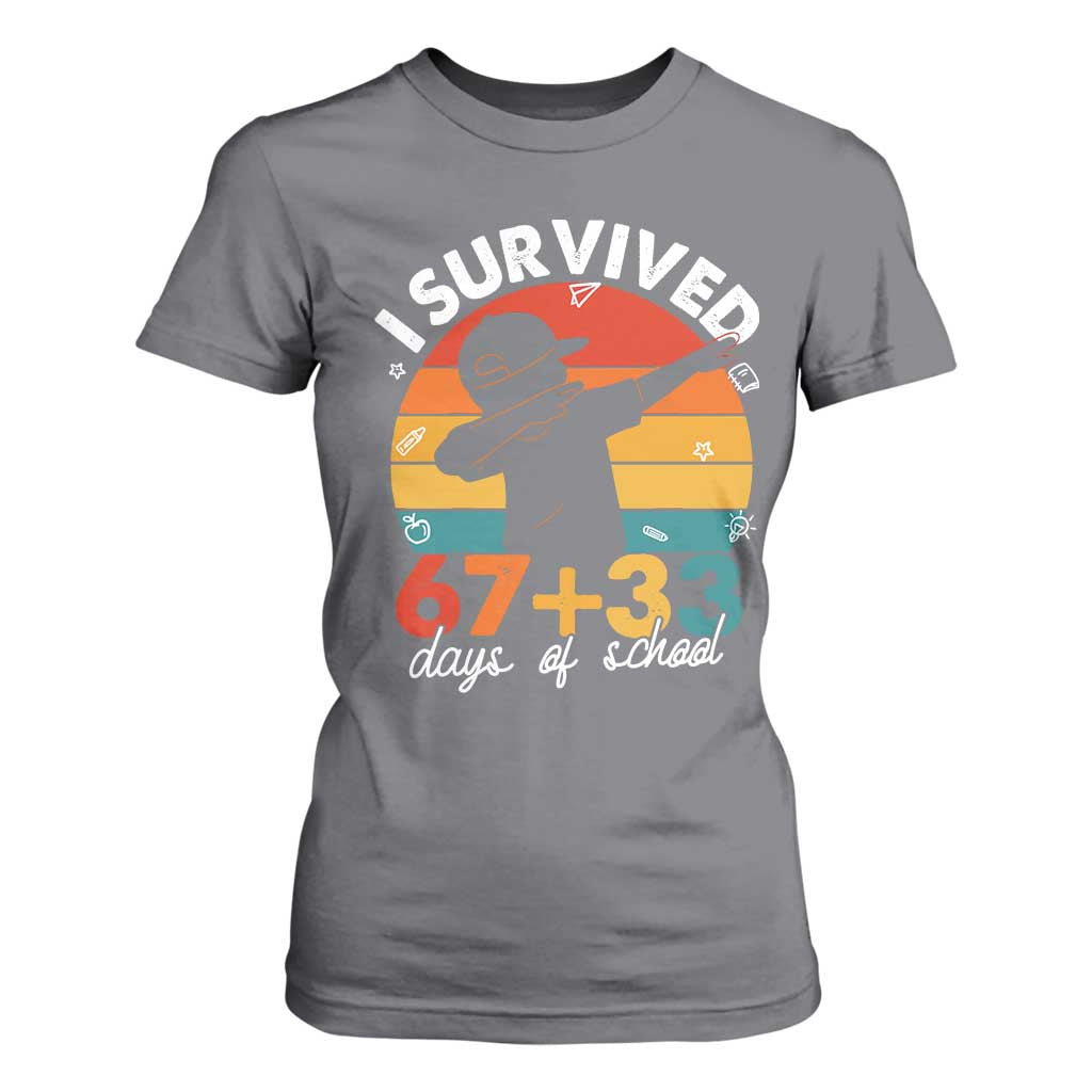 I Survived 67 33 Days Of School T Shirt For Women Funny Six Seven Meme Math Teacher Kids 100th Day TS10 Charcoal Print Your Wear