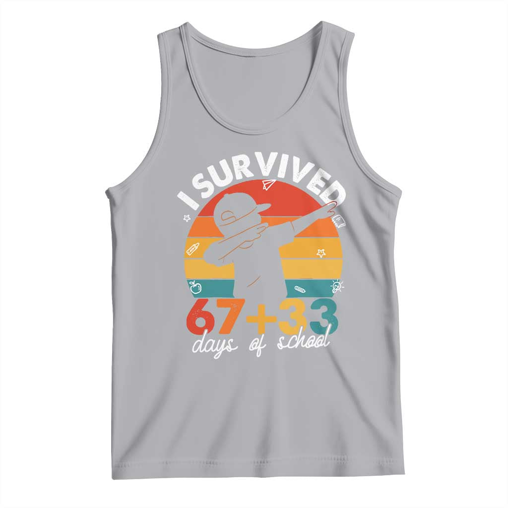 I Survived 67 33 Days Of School Tank Top Funny Six Seven Meme Math Teacher Kids 100th Day TS10 Athletic Heather Print Your Wear