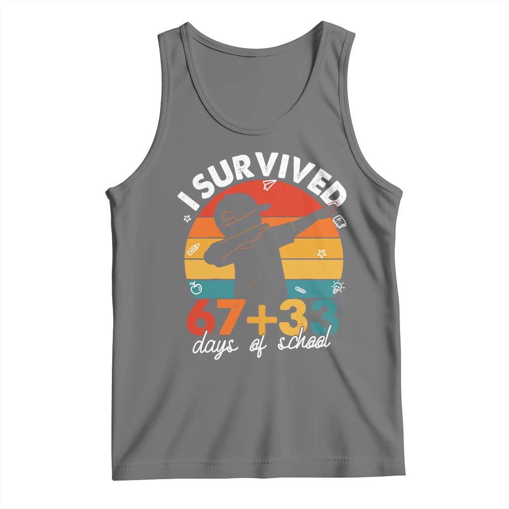 I Survived 67 33 Days Of School Tank Top Funny Six Seven Meme Math Teacher Kids 100th Day TS10 Black Heather Print Your Wear