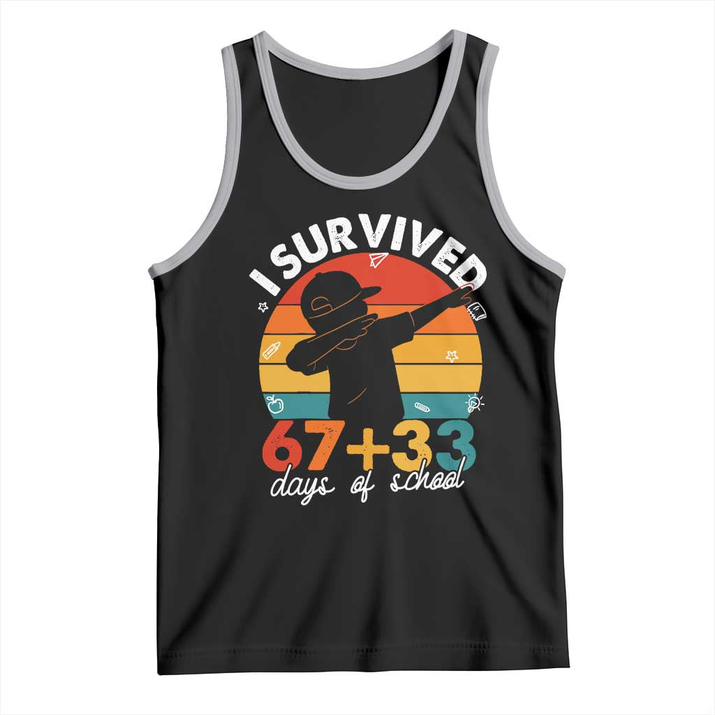 I Survived 67 33 Days Of School Tank Top Funny Six Seven Meme Math Teacher Kids 100th Day TS10 Black Athletic Heather Print Your Wear
