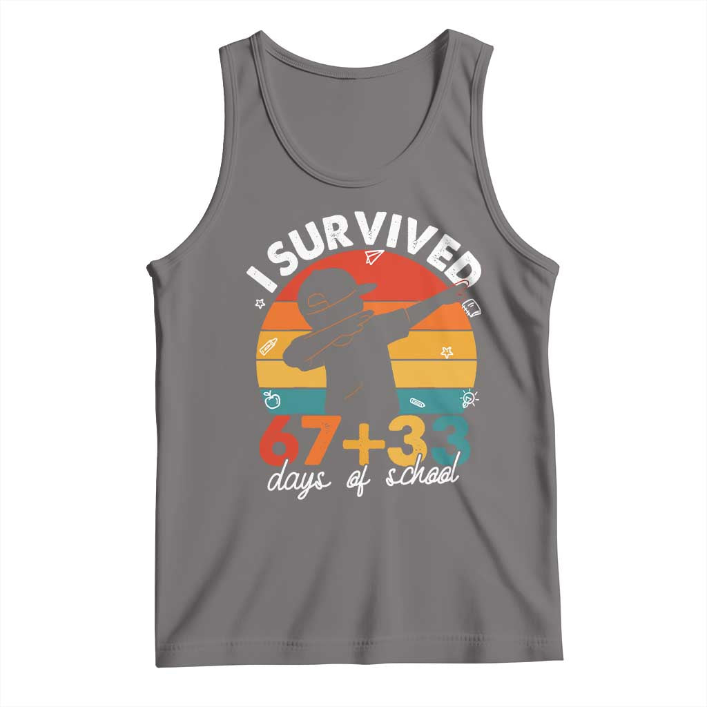 I Survived 67 33 Days Of School Tank Top Funny Six Seven Meme Math Teacher Kids 100th Day TS10 Deep Heather Print Your Wear