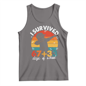 I Survived 67 33 Days Of School Tank Top Funny Six Seven Meme Math Teacher Kids 100th Day TS10 Deep Heather Print Your Wear
