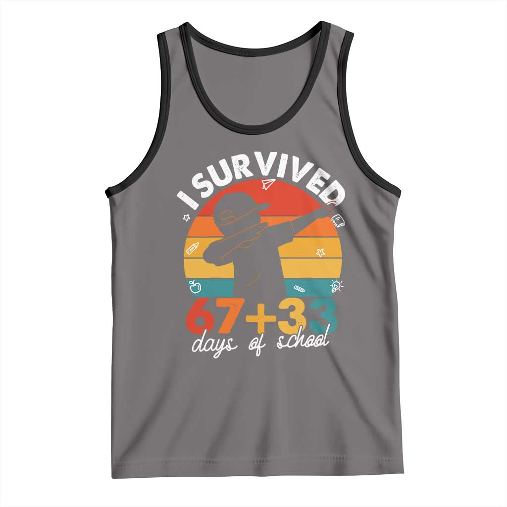 I Survived 67 33 Days Of School Tank Top Funny Six Seven Meme Math Teacher Kids 100th Day TS10 Deep Heather Black Print Your Wear