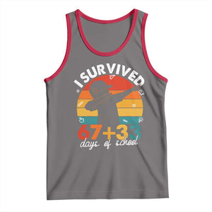 I Survived 67 33 Days Of School Tank Top Funny Six Seven Meme Math Teacher Kids 100th Day TS10 Deep Heather Red Print Your Wear