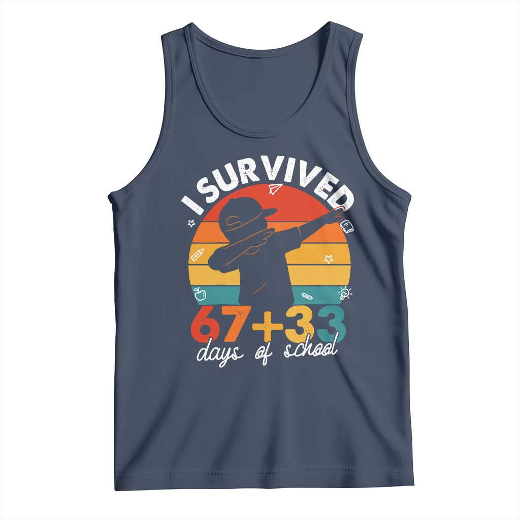 I Survived 67 33 Days Of School Tank Top Funny Six Seven Meme Math Teacher Kids 100th Day TS10 Navy Print Your Wear