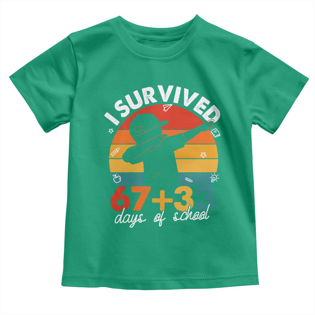 I Survived 67 33 Days Of School Toddler T Shirt Funny Six Seven Meme Math Teacher Kids 100th Day TS10 Irish Green Print Your Wear