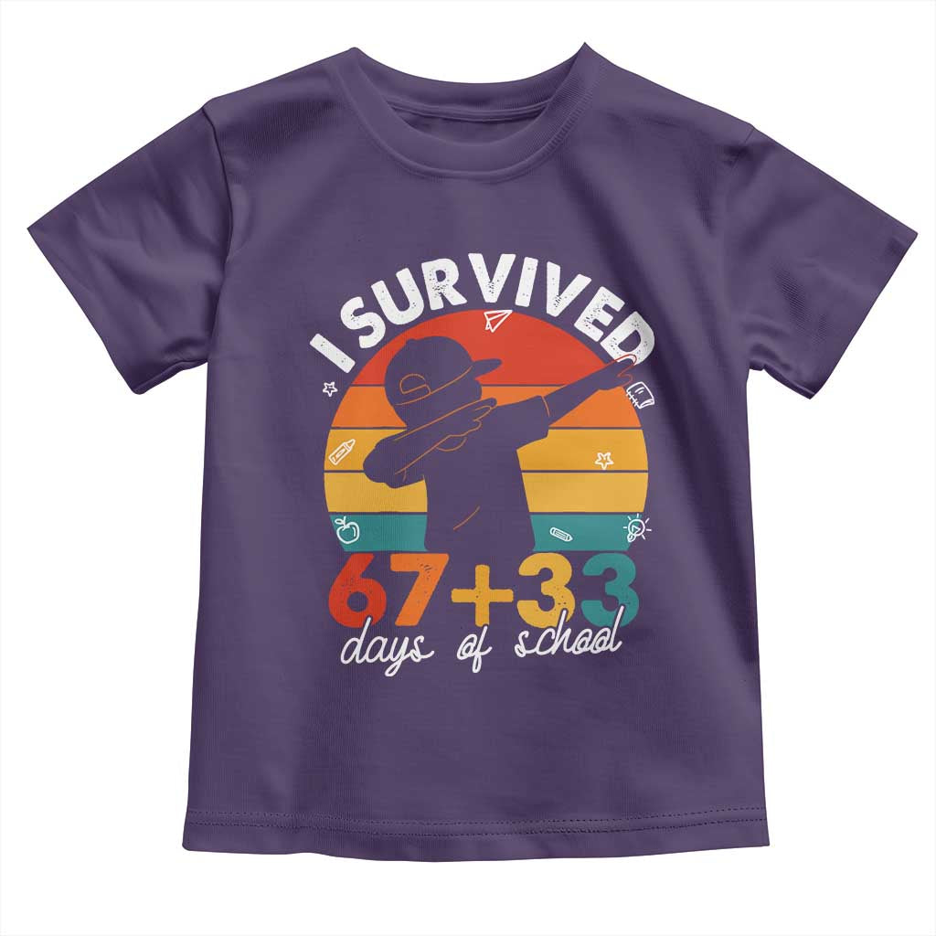 I Survived 67 33 Days Of School Toddler T Shirt Funny Six Seven Meme Math Teacher Kids 100th Day TS10 Purple Print Your Wear