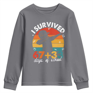I Survived 67 33 Days Of School Youth Sweatshirt Funny Six Seven Meme Math Teacher Kids 100th Day TS10 Charcoal Print Your Wear