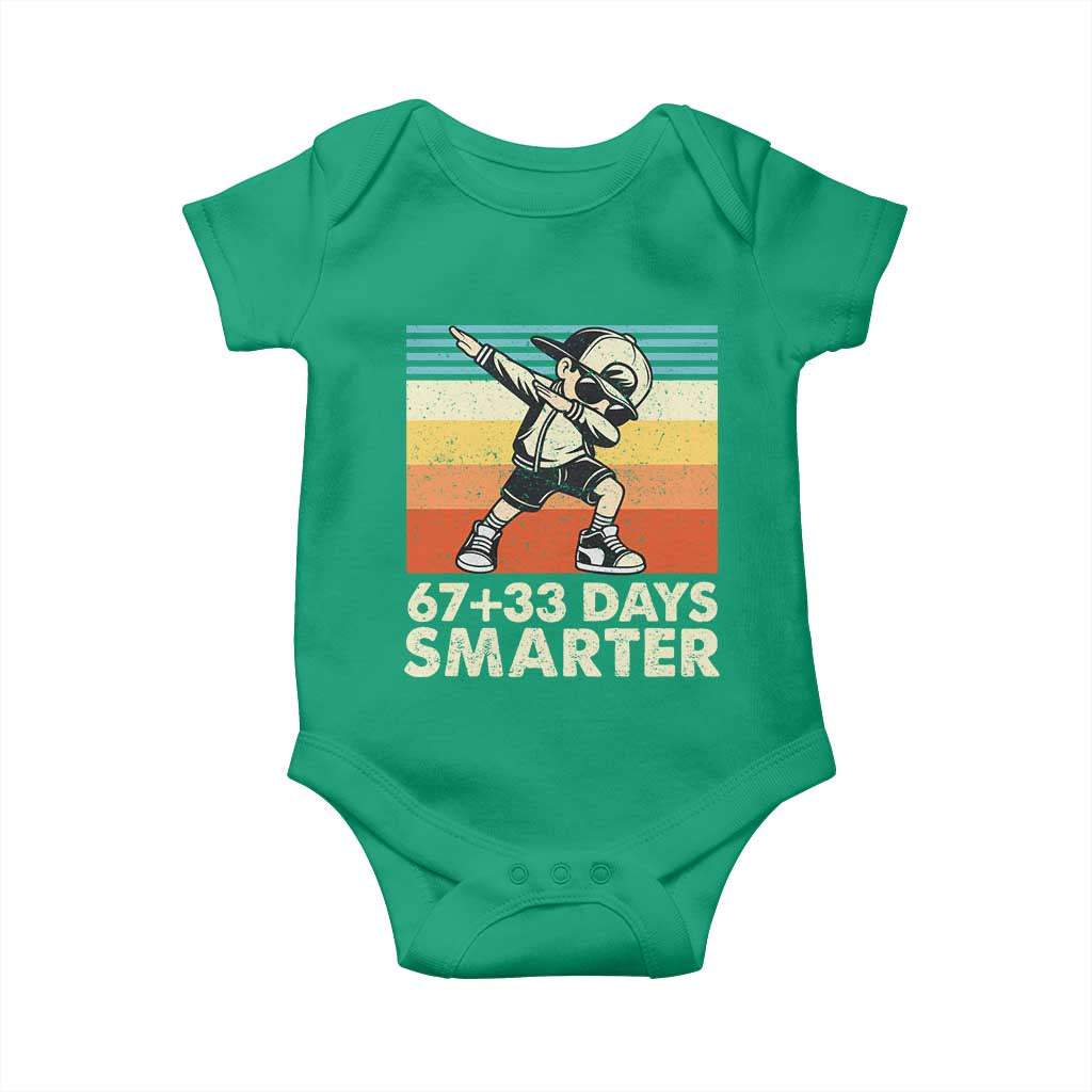 100 Days Smarter Baby Onesie Funny 67 33 Six Seven Math Teacher Kids 100th Day TS10 Irish Green Print Your Wear
