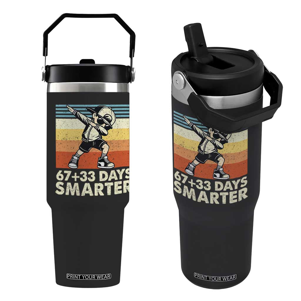 100 Days Smarter Flip Straw Tumbler Funny 67 33 Six Seven Math Teacher Kids 100th Day TS10 One Size: 30 oz Black Print Your Wear