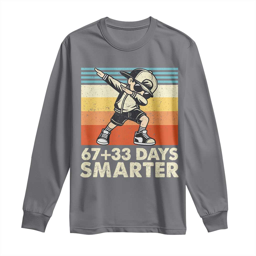 100 Days Smarter Long Sleeve Shirt Funny 67 33 Six Seven Math Teacher Kids 100th Day TS10 Charcoal Print Your Wear
