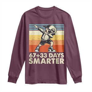 100 Days Smarter Long Sleeve Shirt Funny 67 33 Six Seven Math Teacher Kids 100th Day TS10 Maroon Print Your Wear