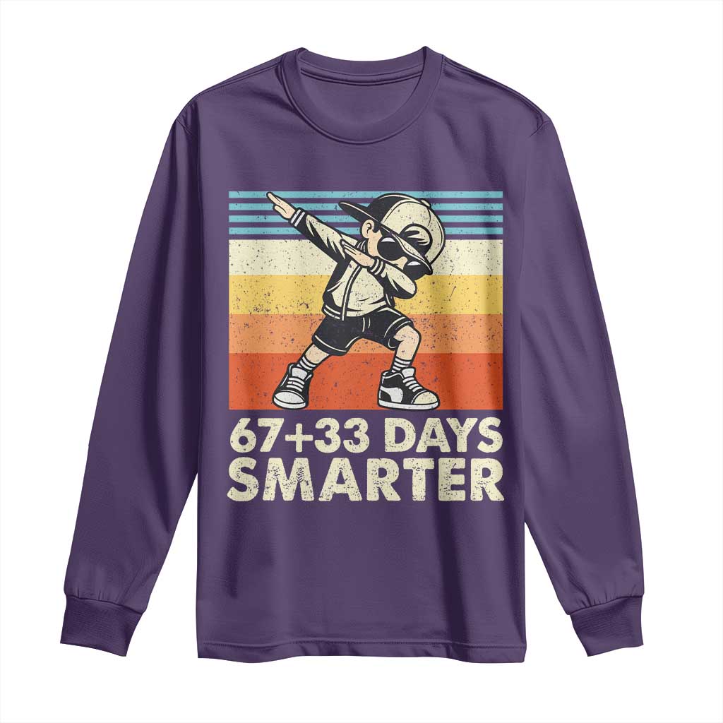 100 Days Smarter Long Sleeve Shirt Funny 67 33 Six Seven Math Teacher Kids 100th Day TS10 Purple Print Your Wear