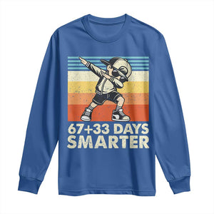100 Days Smarter Long Sleeve Shirt Funny 67 33 Six Seven Math Teacher Kids 100th Day TS10 Royal Blue Print Your Wear