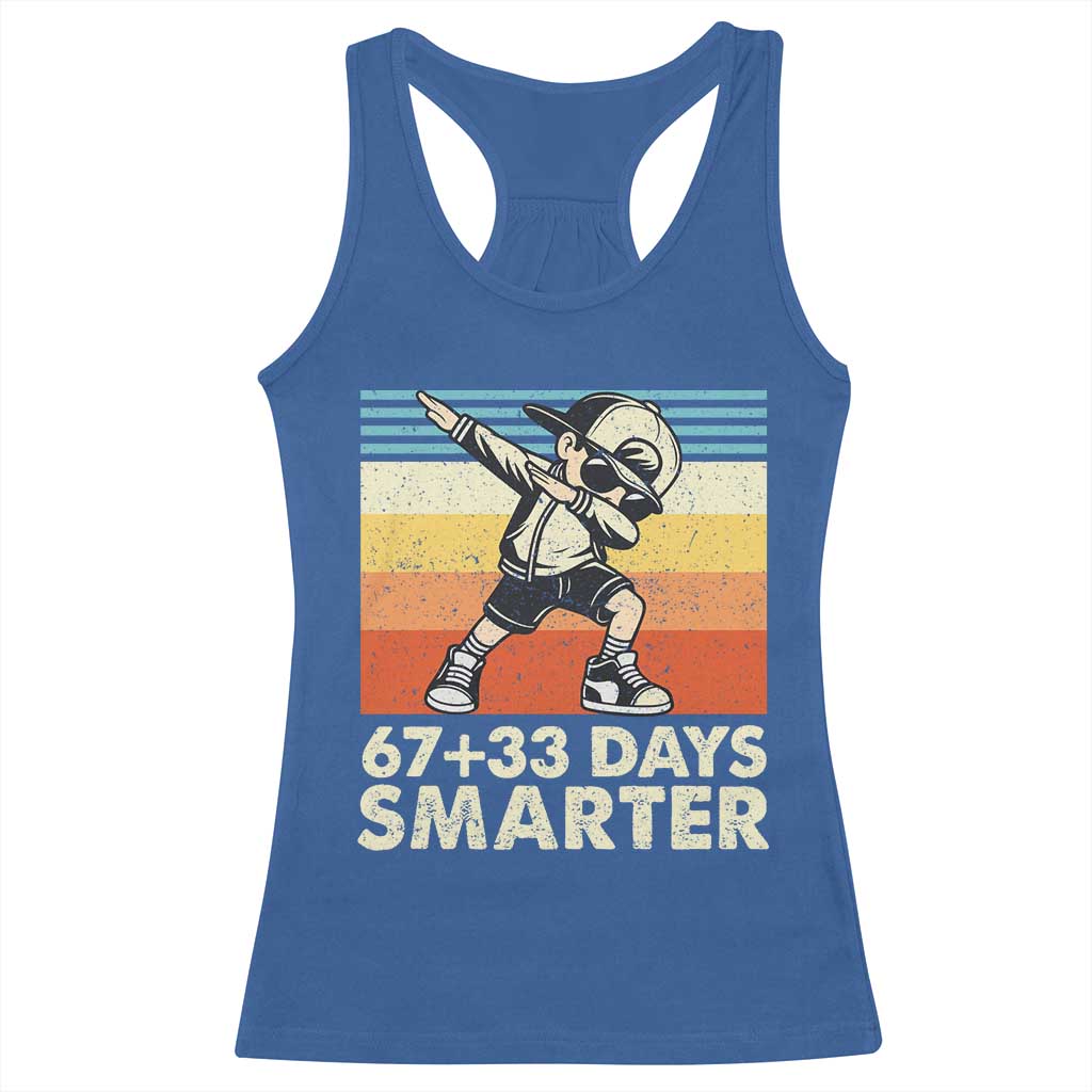 100 Days Smarter Racerback Tank Top Funny 67 33 Six Seven Math Teacher Kids 100th Day TS10 Royal Blue Print Your Wear