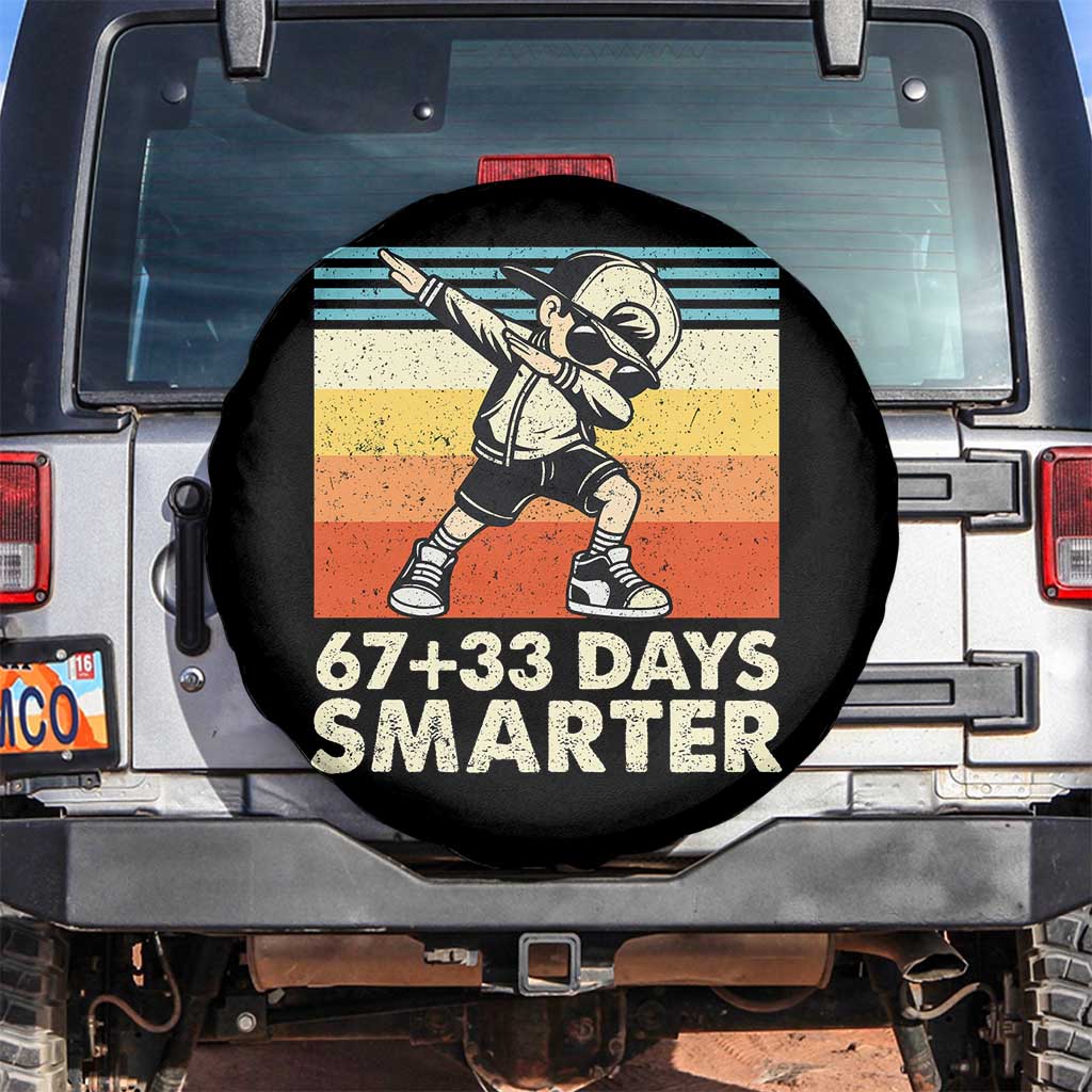 100 Days Smarter Spare Tire Cover Funny 67 33 Six Seven Math Teacher Kids 100th Day TS10 No hole Black Print Your Wear