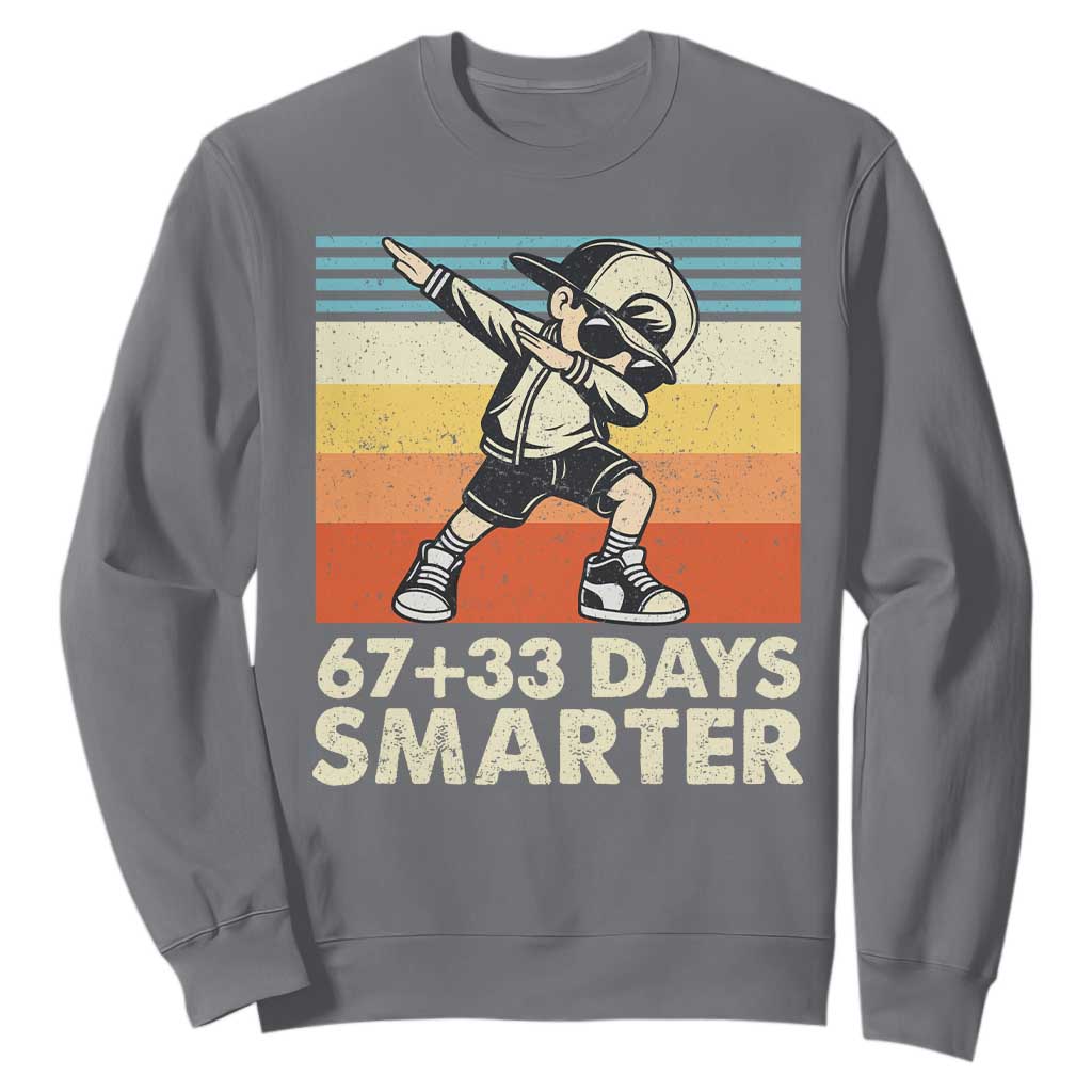 100 Days Smarter Sweatshirt Funny 67 33 Six Seven Math Teacher Kids 100th Day TS10 Charcoal Print Your Wear