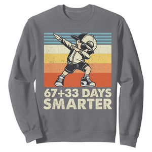 100 Days Smarter Sweatshirt Funny 67 33 Six Seven Math Teacher Kids 100th Day TS10 Charcoal Print Your Wear